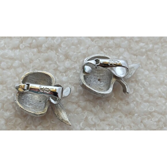 VTG Judy Lee Demi Parure Silvertone & Baguette Apple Clip Earrings & Brooch Set - Picture 8 of 11